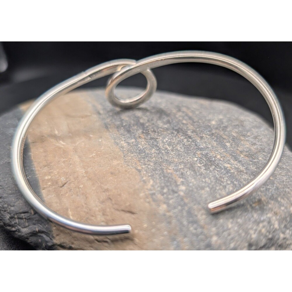 Mexico 925 Sterling Silver Hammered Bracelet, Adjustable, 0.384ozt / 0.42oz - Picture 4 of 8